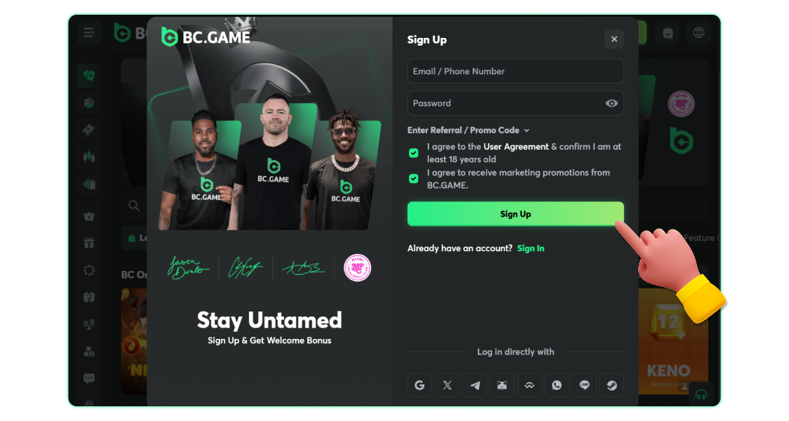 İstədiyiniz kazinoda qeydiyyatdan keçin