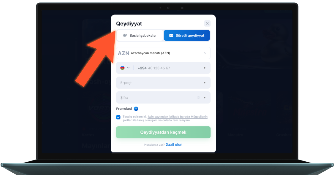 Lisenziyalı bir kazinoda yeni hesabı qeydiyyata alın