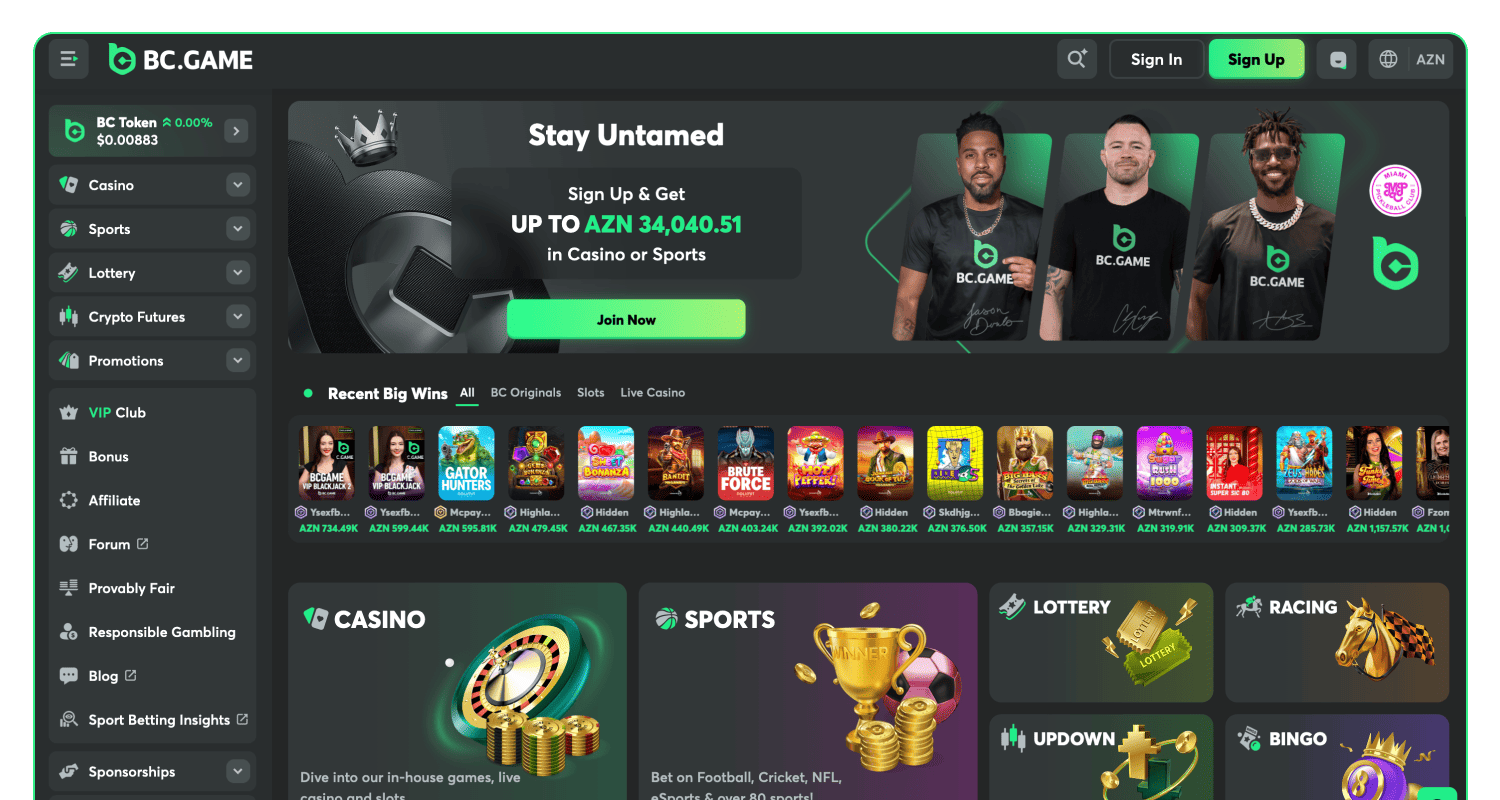 BC.Game saytına daxil olun