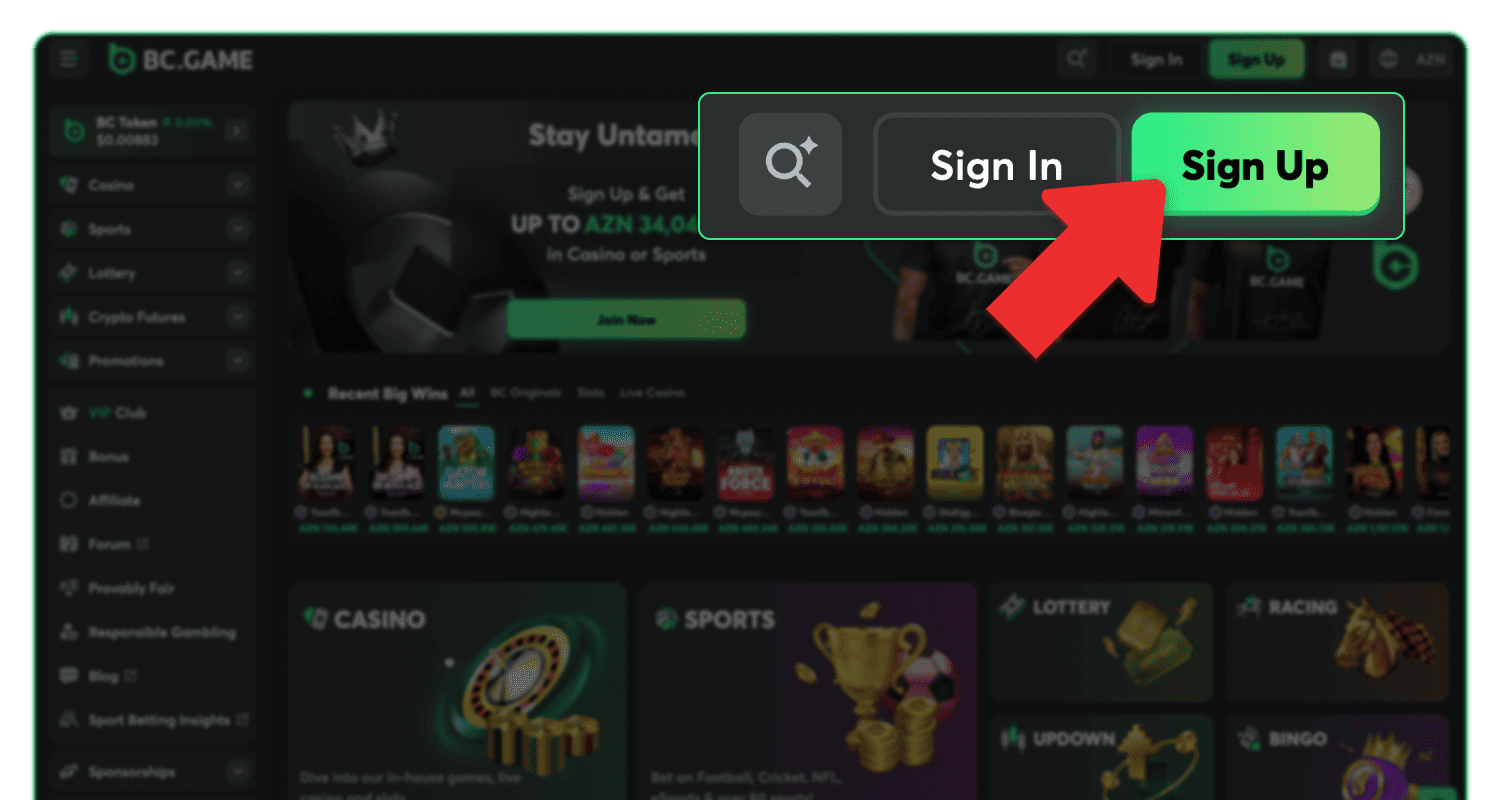 Qeydiyyat prosesinə başlayın