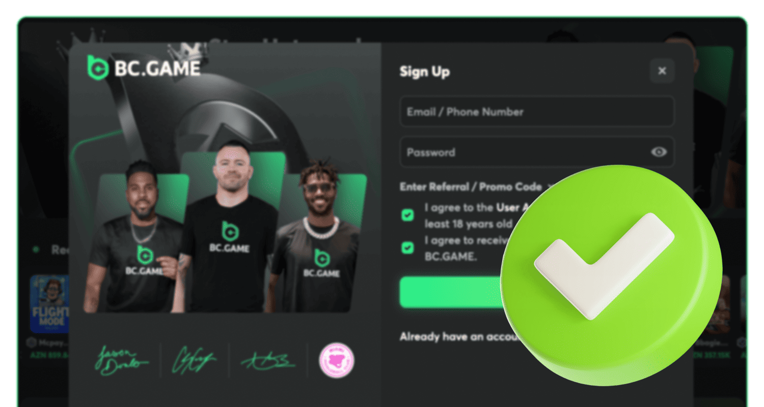 BC.Game-də qeydiyyatınız tamamlandı