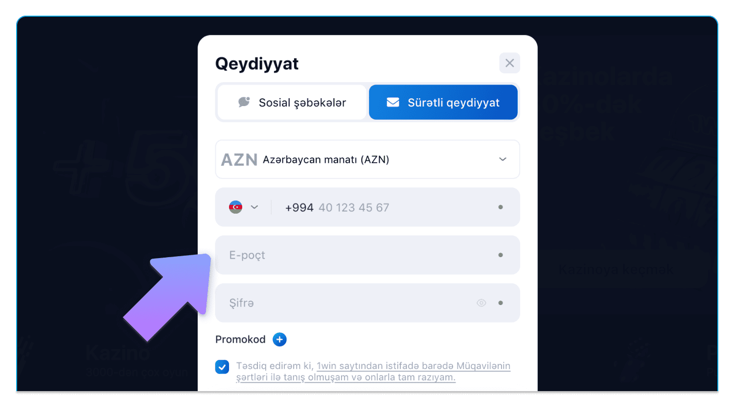 Azərbaycanda kazino saytında qeydiyyatdan keçin