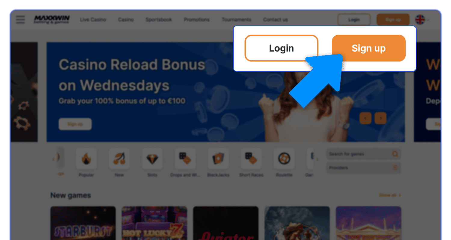 Maxxwin saytına gedin və Qeydiyyat düyməsini sıxın