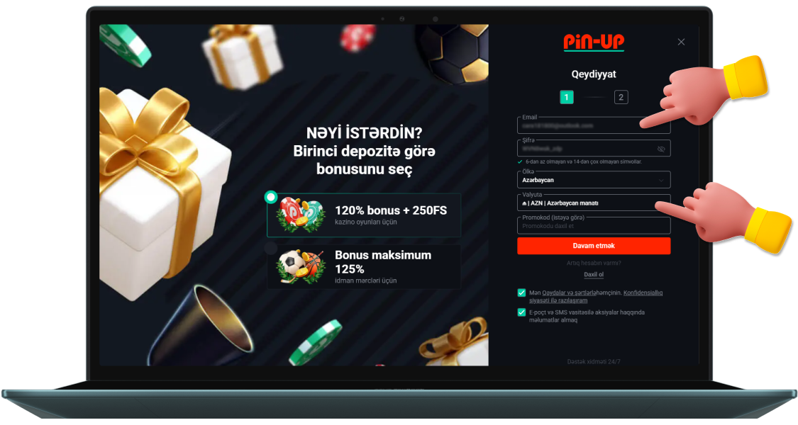 Bütün sahələri lazımi məlumatlarla doldurun