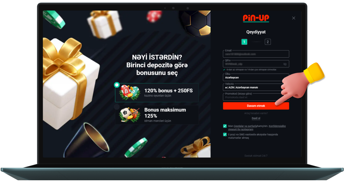 Qeydiyyatın növbəti hissəsinə keçmək üçün qırmızı düyməni basın