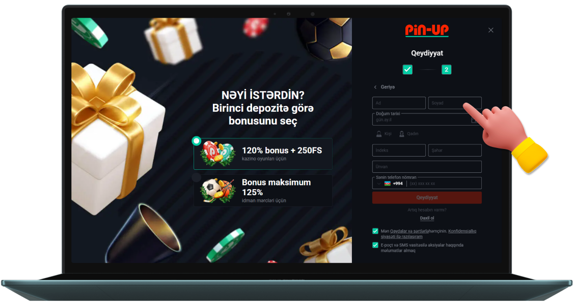 Qeydiyyat üçün şəxsi məlumatlarınızı daxil edin
