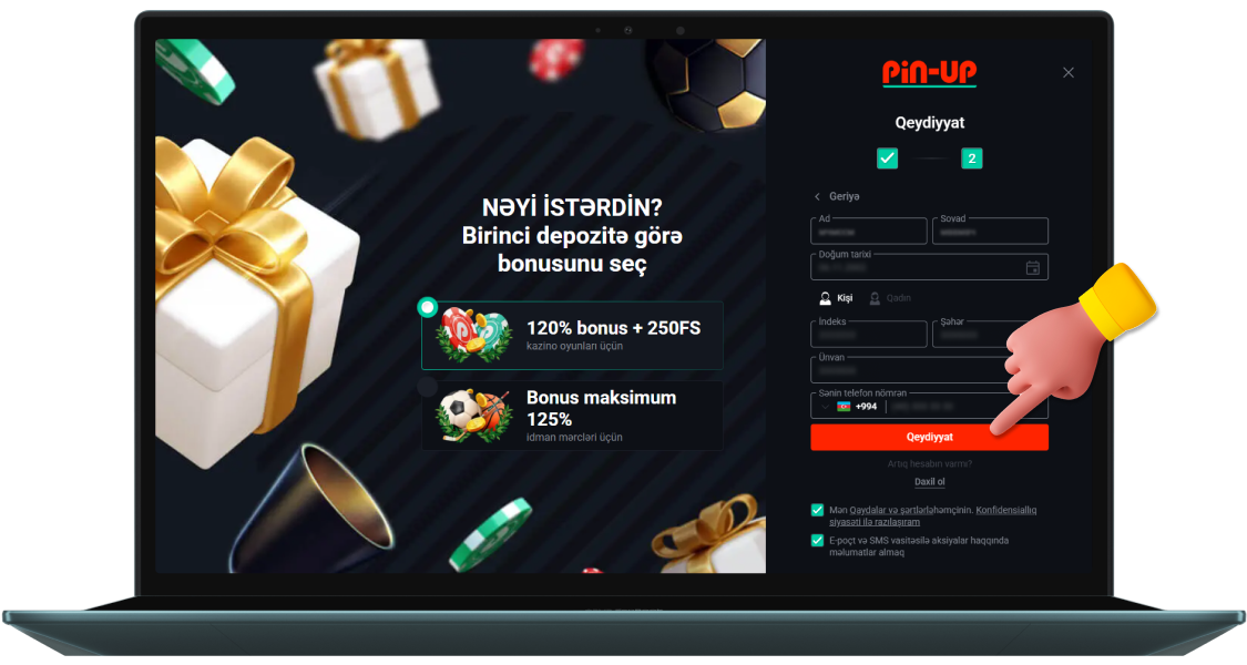 Pin-up Azerbaijan-da qeydiyyat prosesini tamamlayın