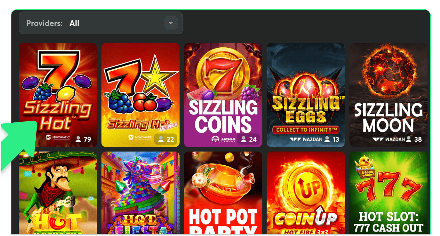 Sizzling Hot oyununu tapın