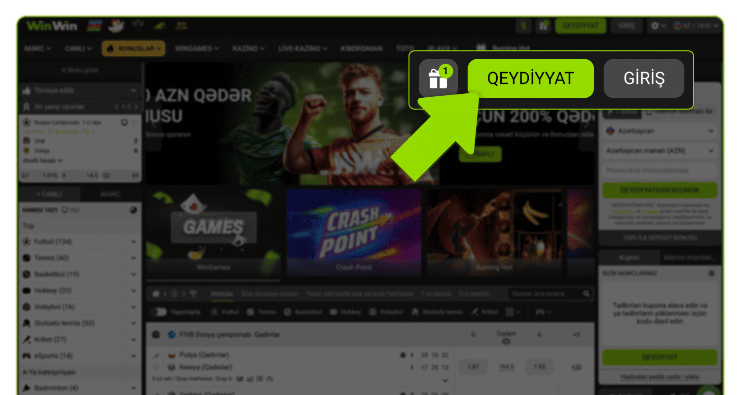 Yaşıl Qeydiyyat düyməsini basın