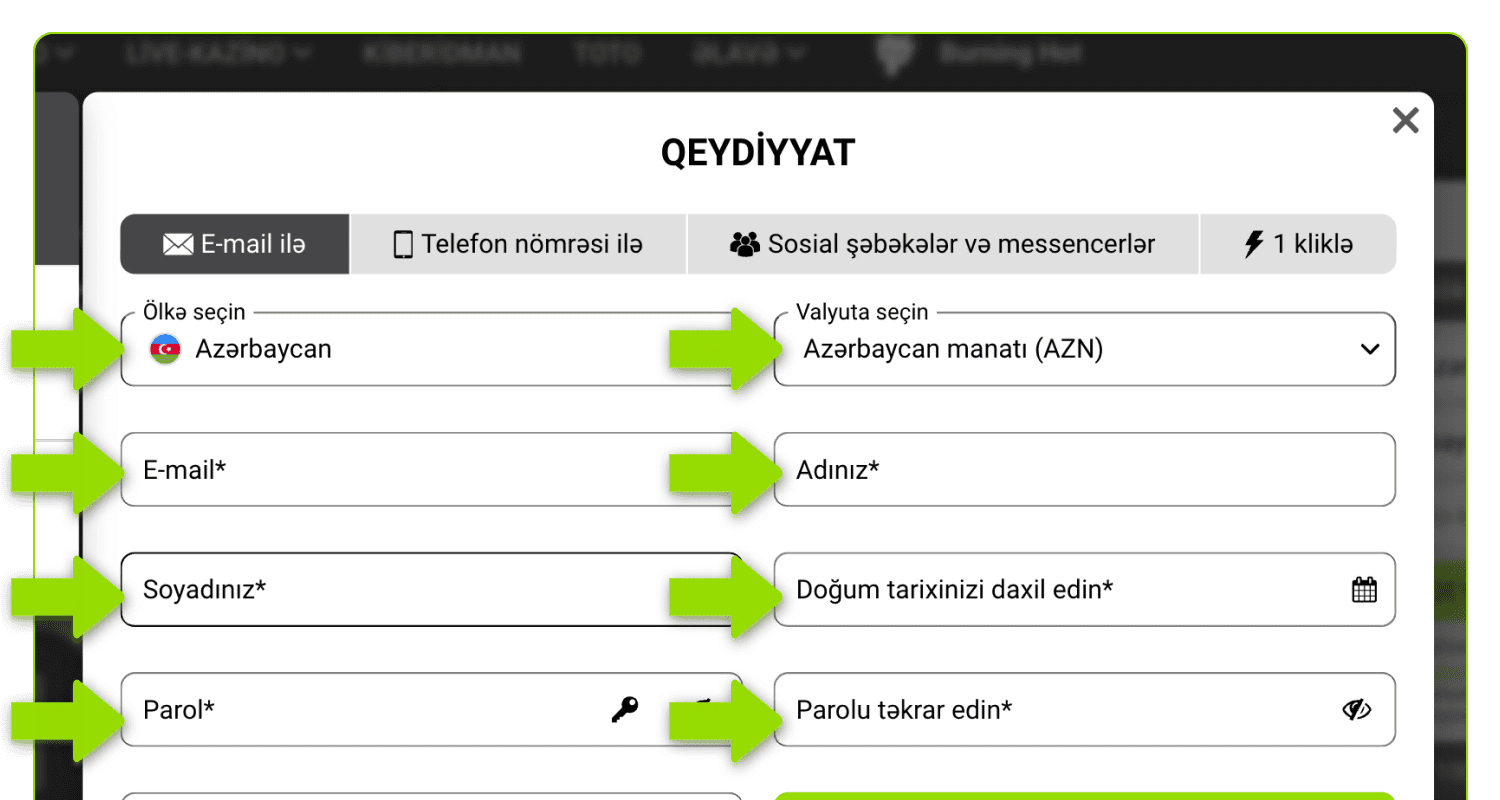 Məlumatlarınızı forma daxil edin