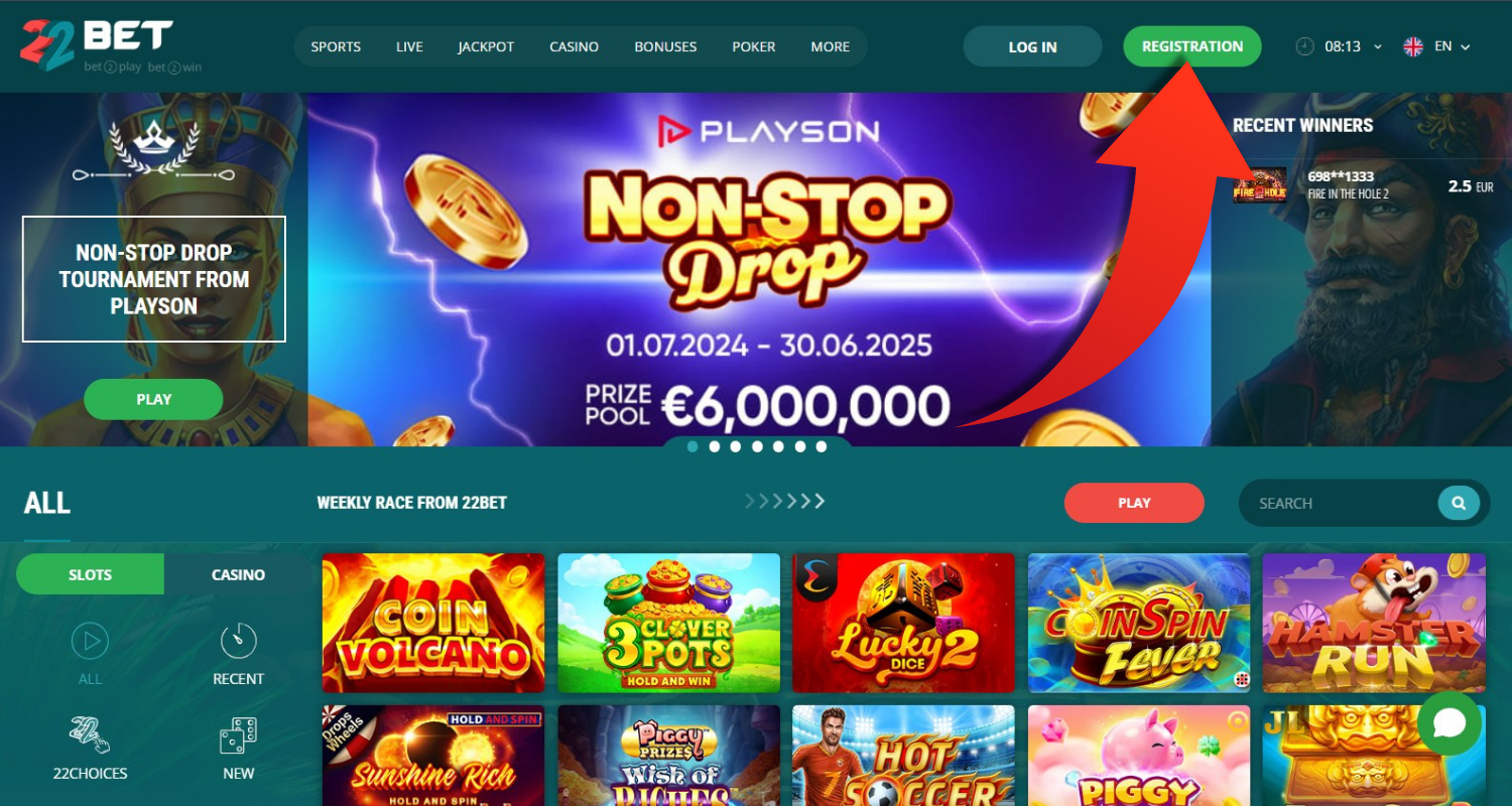 22bet registracion step 2
