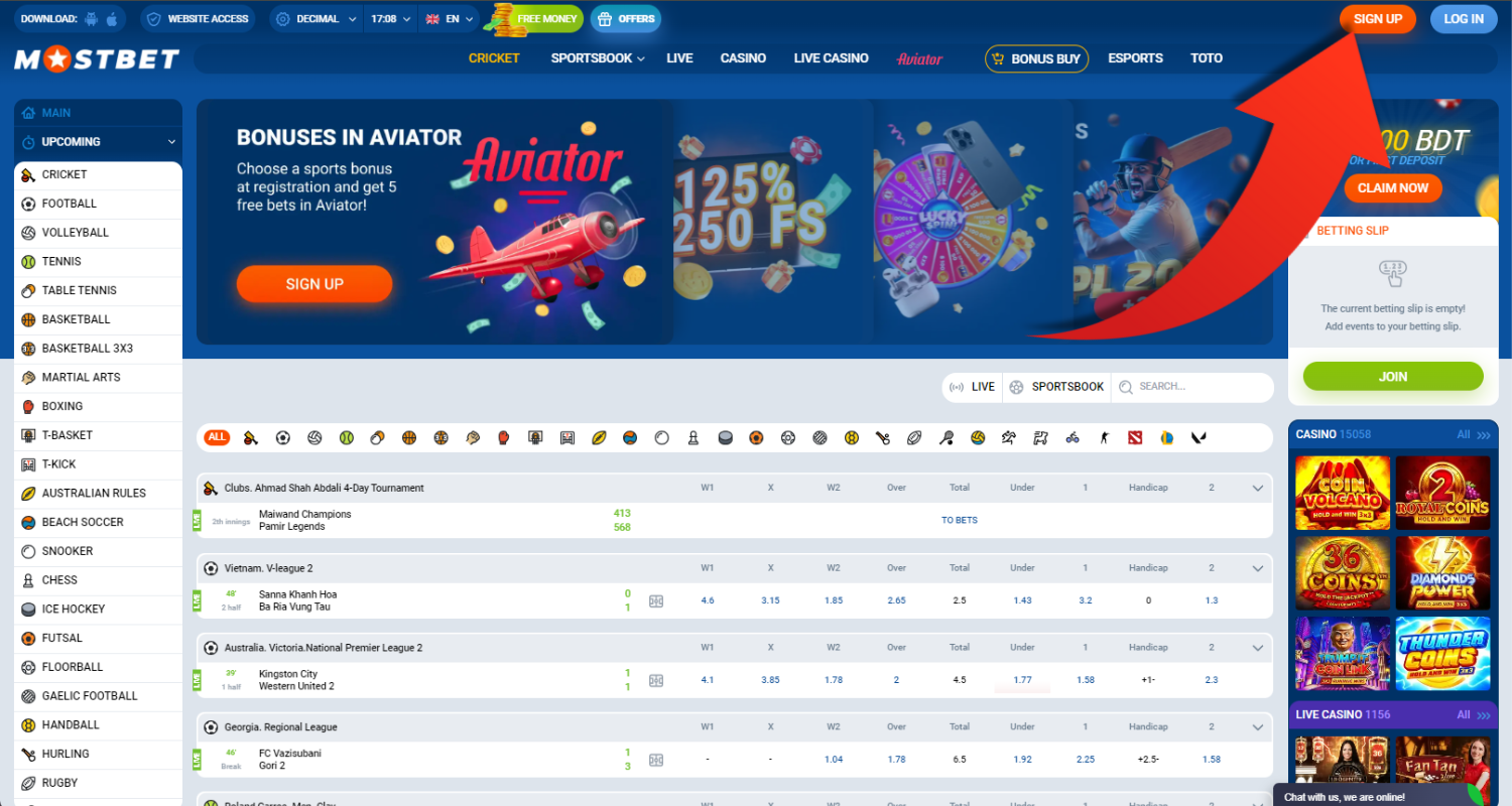 mostbet registracion step 1