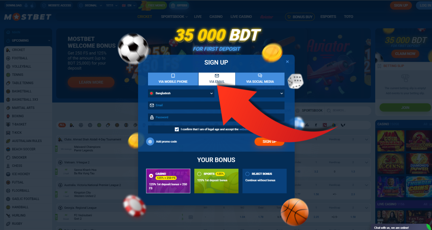 mostbet registracion step 2