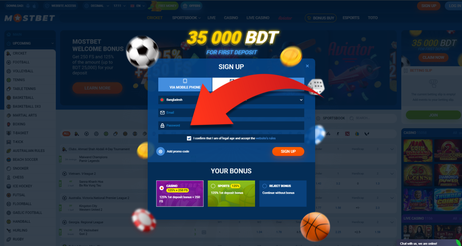mostbet registracion step 5