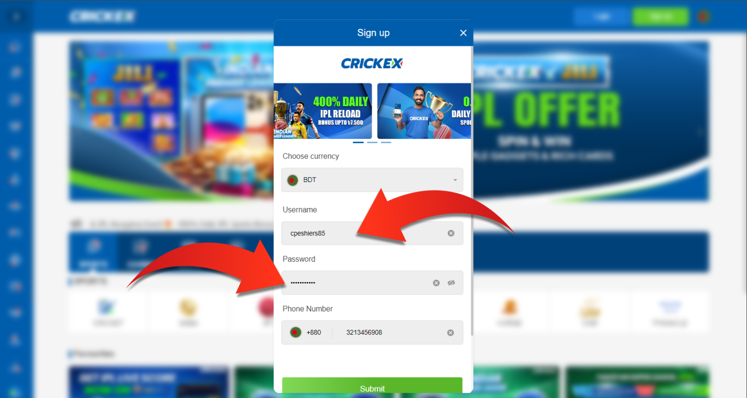 сrickex registracion step 3