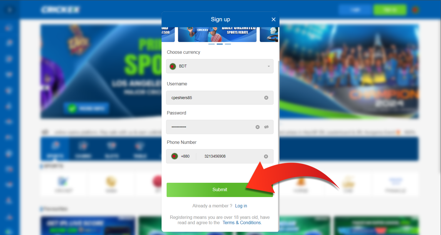 сrickex registracion step 4