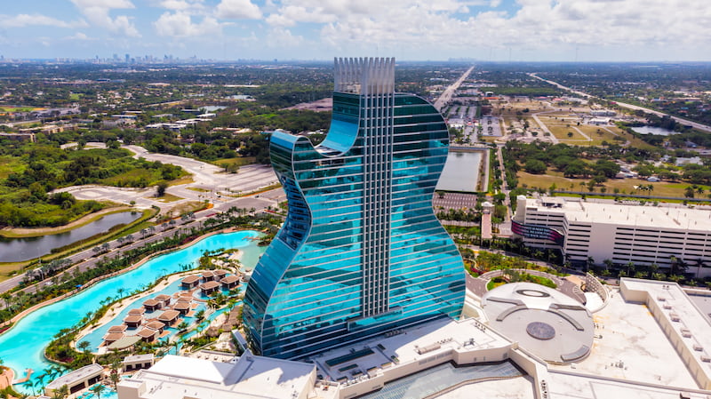 Seminole Hard Rock Cafe Casino in shape of a giant guitar.