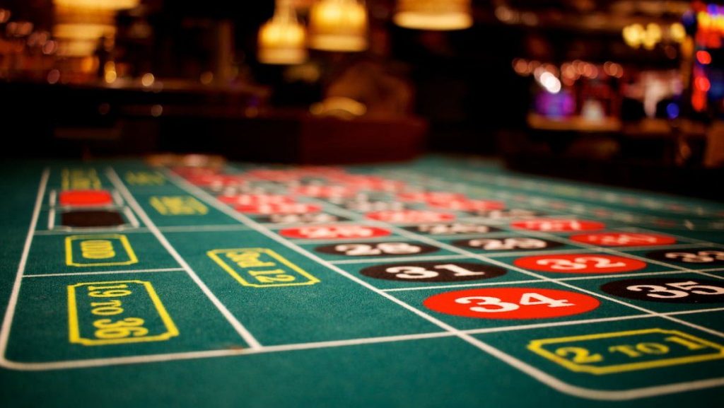 Roulette table showing betting options.
