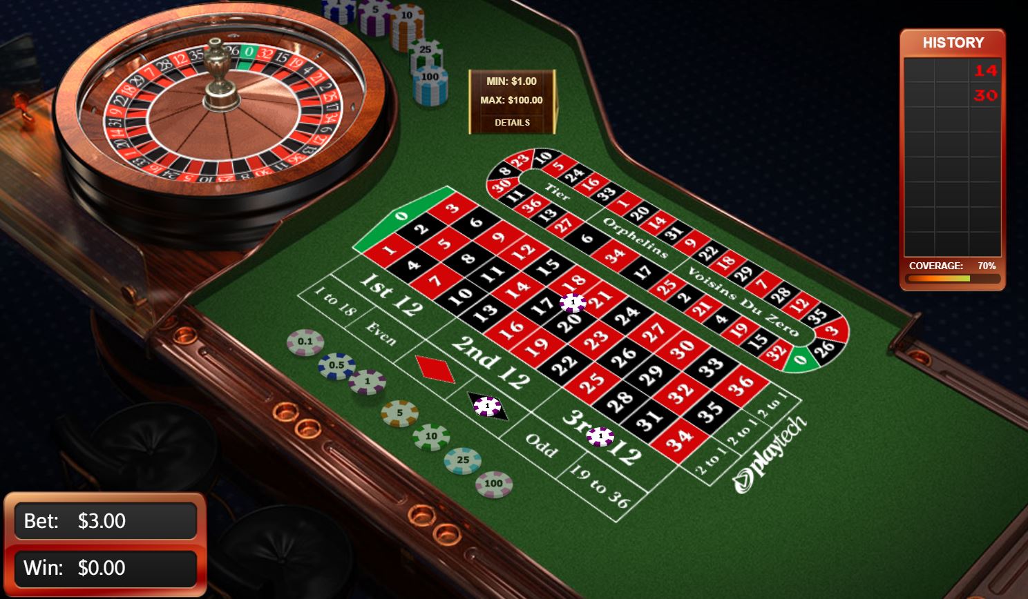 Spinning online roulette wheel.