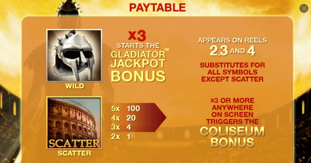 The bonus rounds from the Gladiator online slot game.