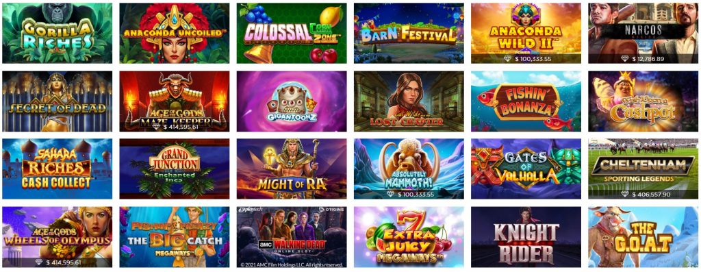 A small selection of the 300+ slot games available online at Casino.com.