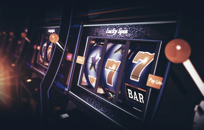 Slot machine with three reels.