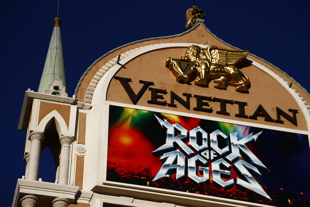 Venetian Casino in Vegas advertising Rock of Ages show.