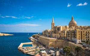 The coastline of Valletta in Malta.
