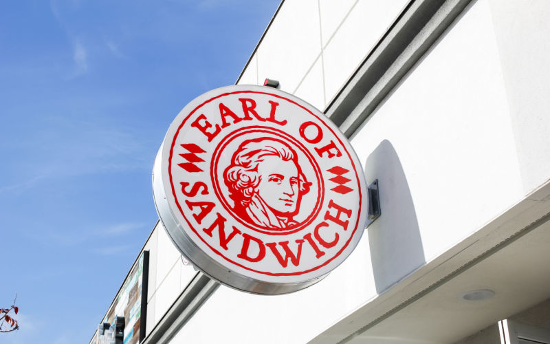 The Earl of Sandwich fast food sign
