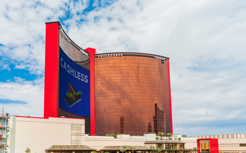 A daytime shot of the outside of the Resorts World in Las Vegas