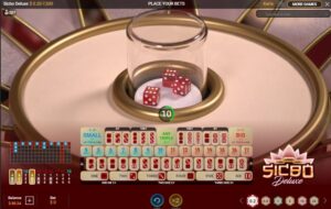 Sic Bo Deluxe live casino game dice.