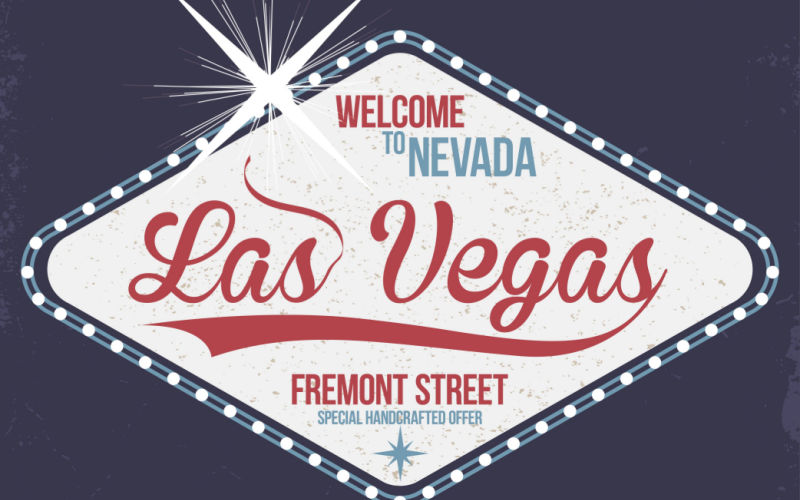 Tanda jalan retro yang bertuliskan Las Vegas Fremont Street