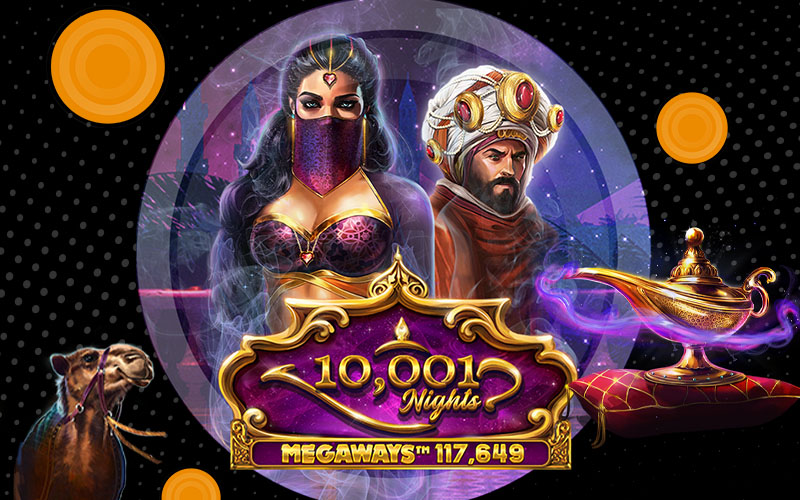 Sultan Graphic Belly Dancer Cartoon Aladdin 10,001 Nights Megaways Online Casino Gambling gaming Arabian Nights themed slot
