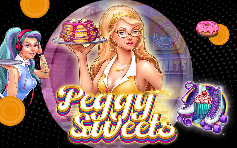 Slot game machine Pancakes Cartoon Blonde Bombshell graphic design glasses 50s style diner Online Casino