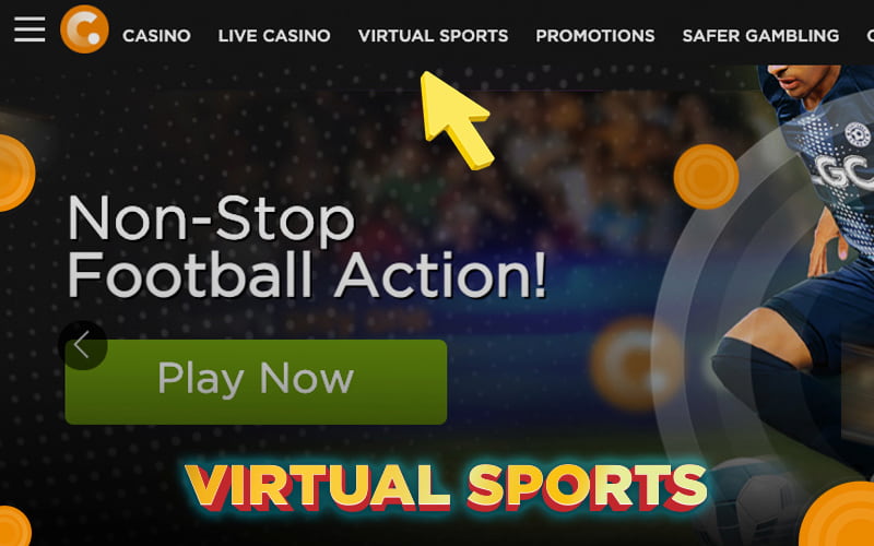 Virtual Sports online casino banner in Casino.com homepage