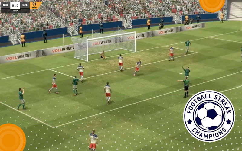 Virtual Sports online casino Gambar game Football Streak di game lapangan.
