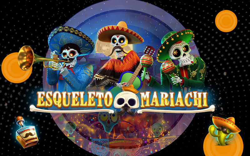Permainan bertema musik slot video perjudian kasino online Mariachi musik meksiko Hari tengkorak gula yang mati