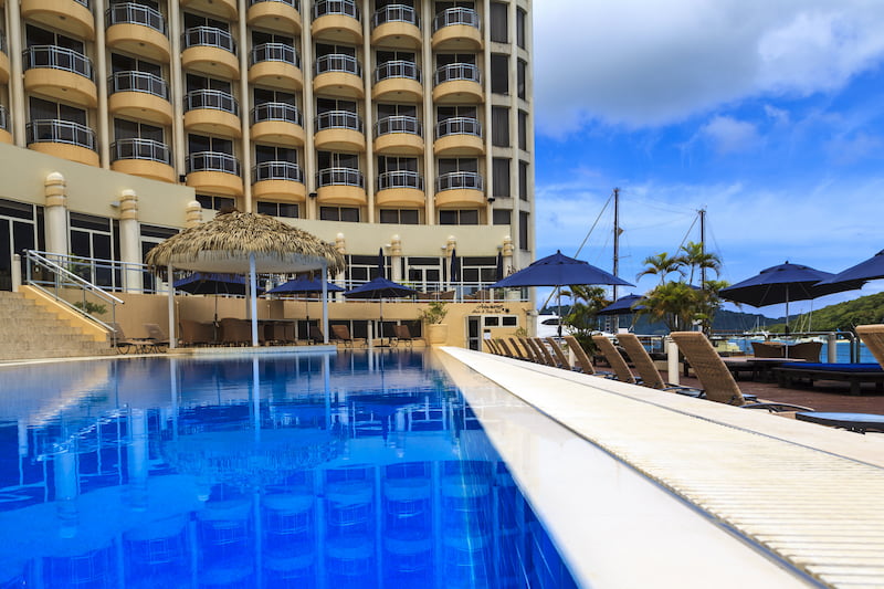 Swimming pool at the Vanuatu Grand Hotel. 