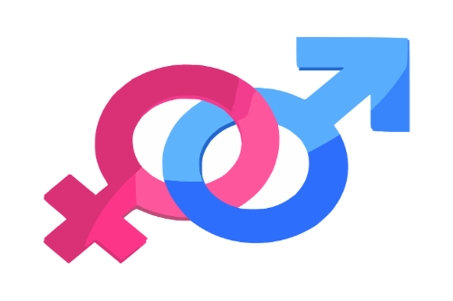 Male and female symbols interlocked.