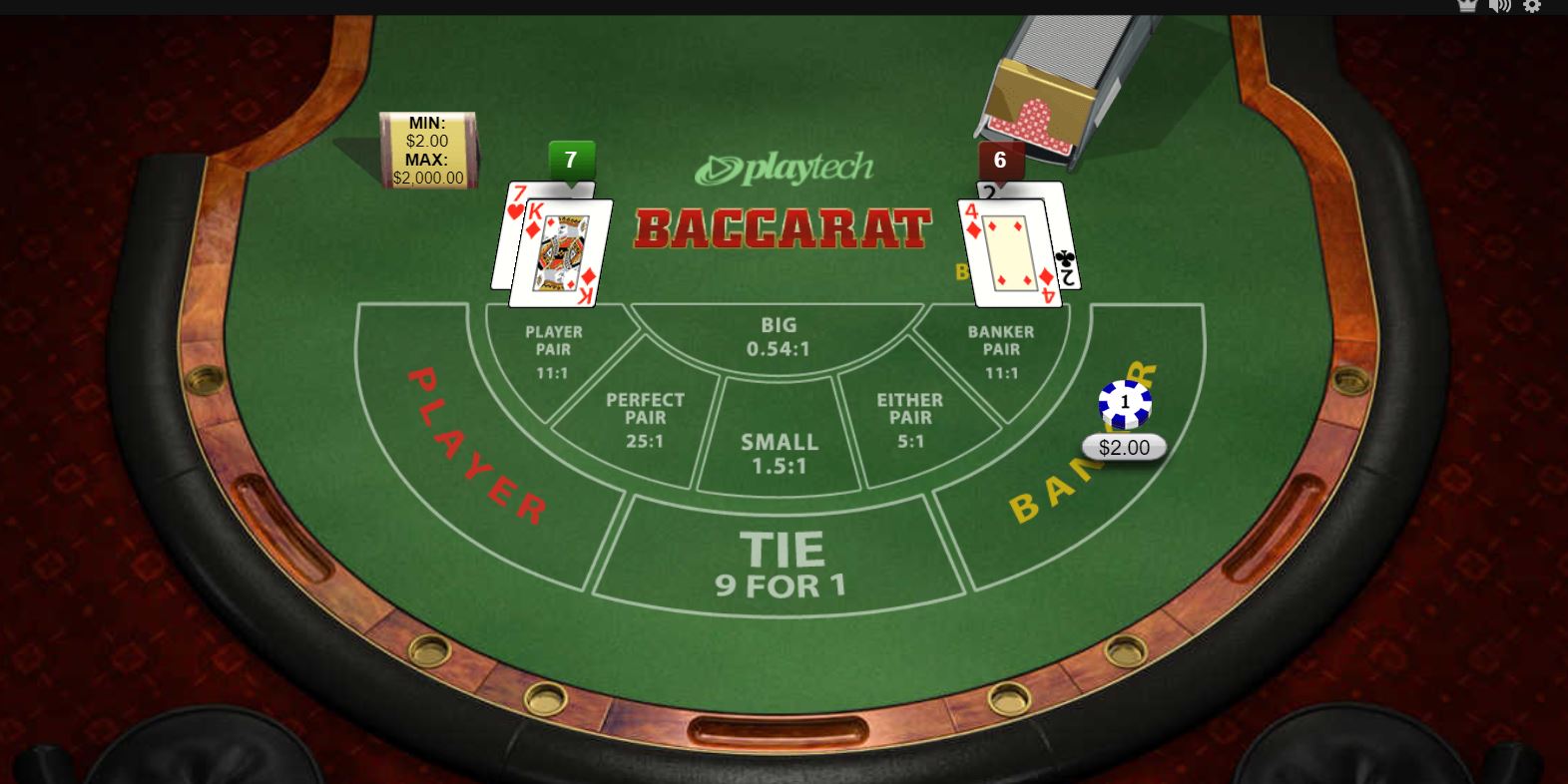 Online baccarat table