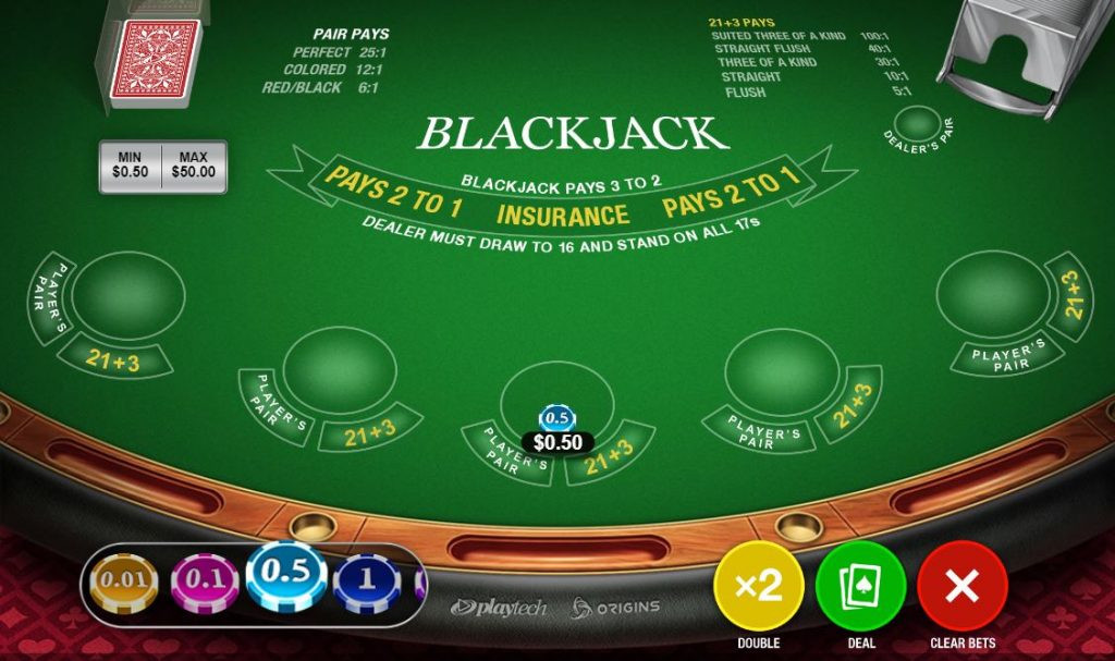 Playing blackjack online: select bet limit