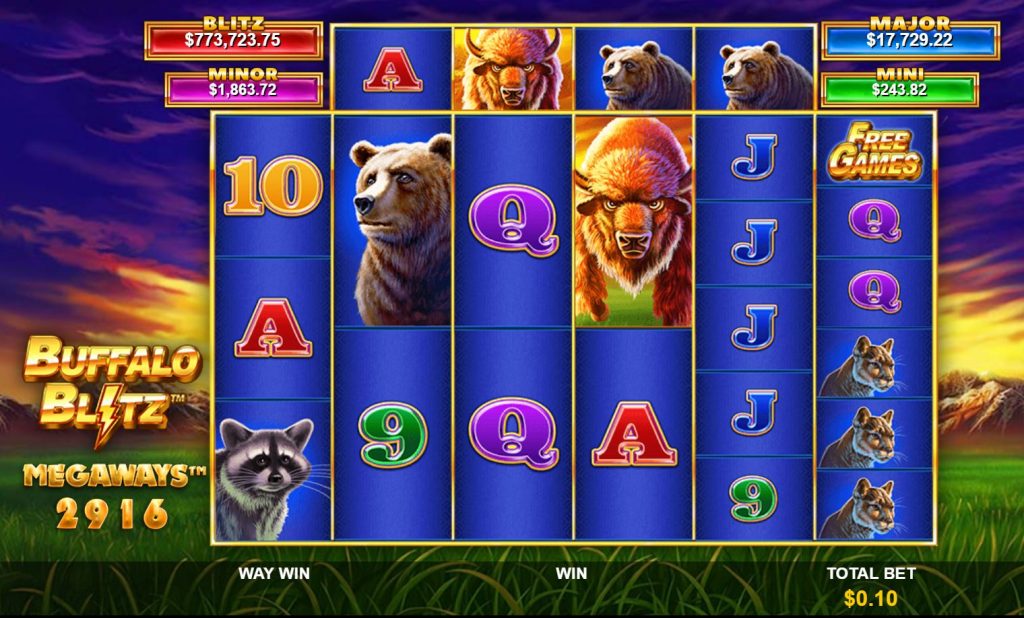 Megaways feature on Buffalo Blitz online slot.