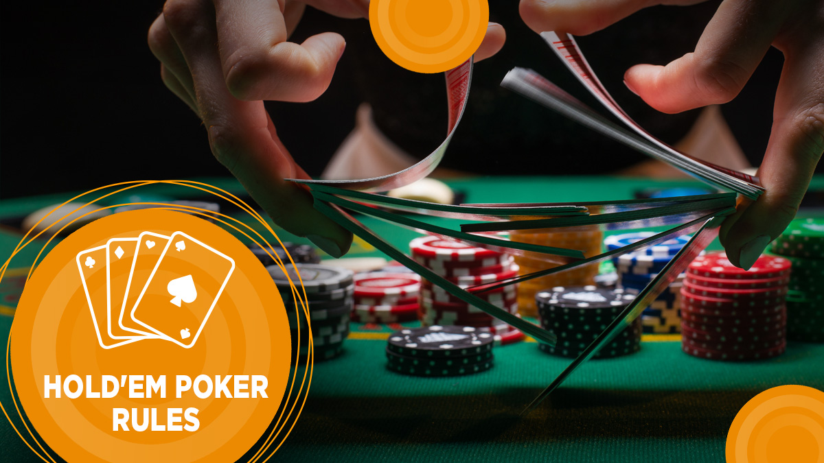 Chips on Casino Poker Holdem table.