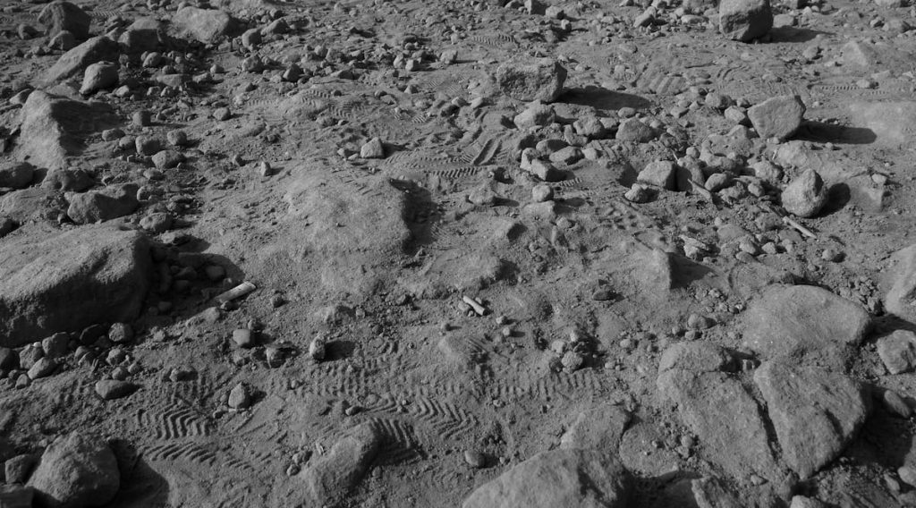 footprints on the surface of the Moon