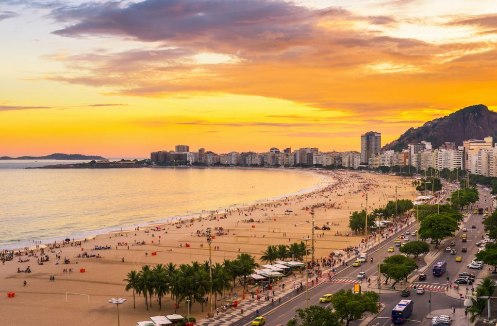The Rio de Janeiro beach at sunset