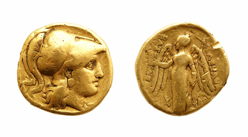 Front and back of an ancient Greek cold coin