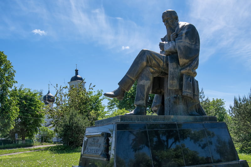statue of Fyodor Dostoevsky in Staraya Russa