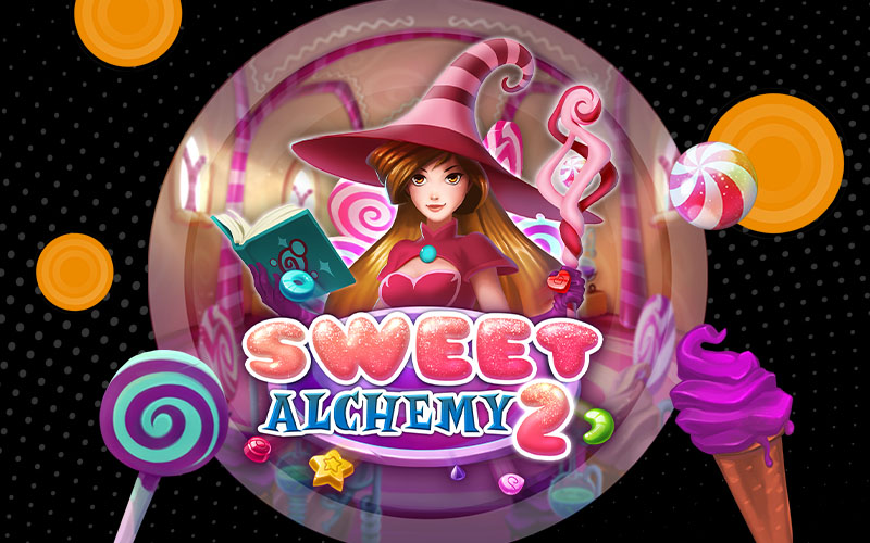 Pink Wizard Witch Hat Candy Graphic Design Sweet Alchemy 2 Slot game machine online casino gaming Sweet Tooth