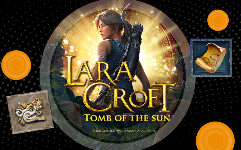 Lara Croft Tomb Raider Tomb of the Sun graphic design slot game machine online gambling games video games with female leads adventure aztec gambling