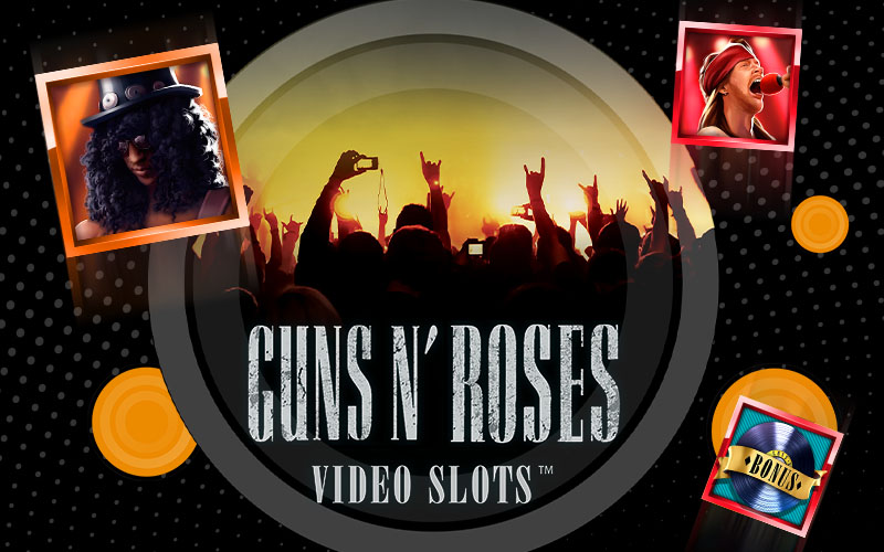 Music themed games online casino gambling gaming video slot 80s hair metal games crowd graphic design Guns n roses video slots